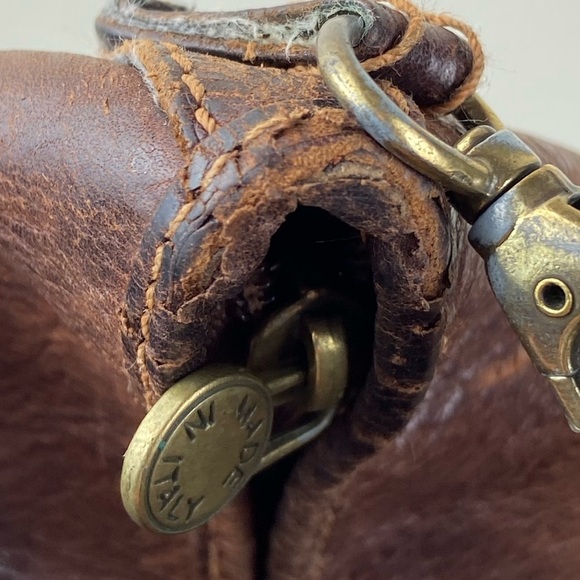 Vintage Italian Leather Backpack Brown Distressed Patina Made in Italy